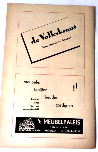 Zeeburgia v Watergraafsmeer Match Programme Tweede Klasse B Amateur 13/12/1959.