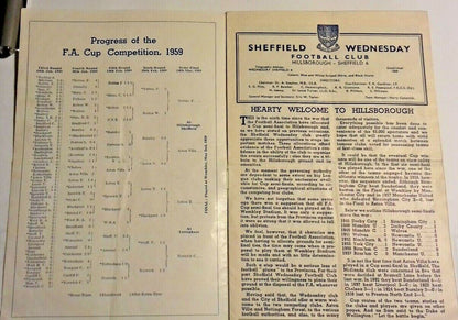 Aston Villa v Nottingham Forest F.A. Cup  Semi - Final Used  Programme 14/3/59 Hillsborough