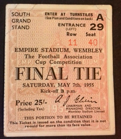 Newcastle v Manchester City Football Match Ticket F.A. Cup Final Saturday 7/5/1955