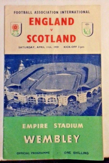 England v Scotland Match Programme + Songsheet 11/4/1959 Wembley Stadium.