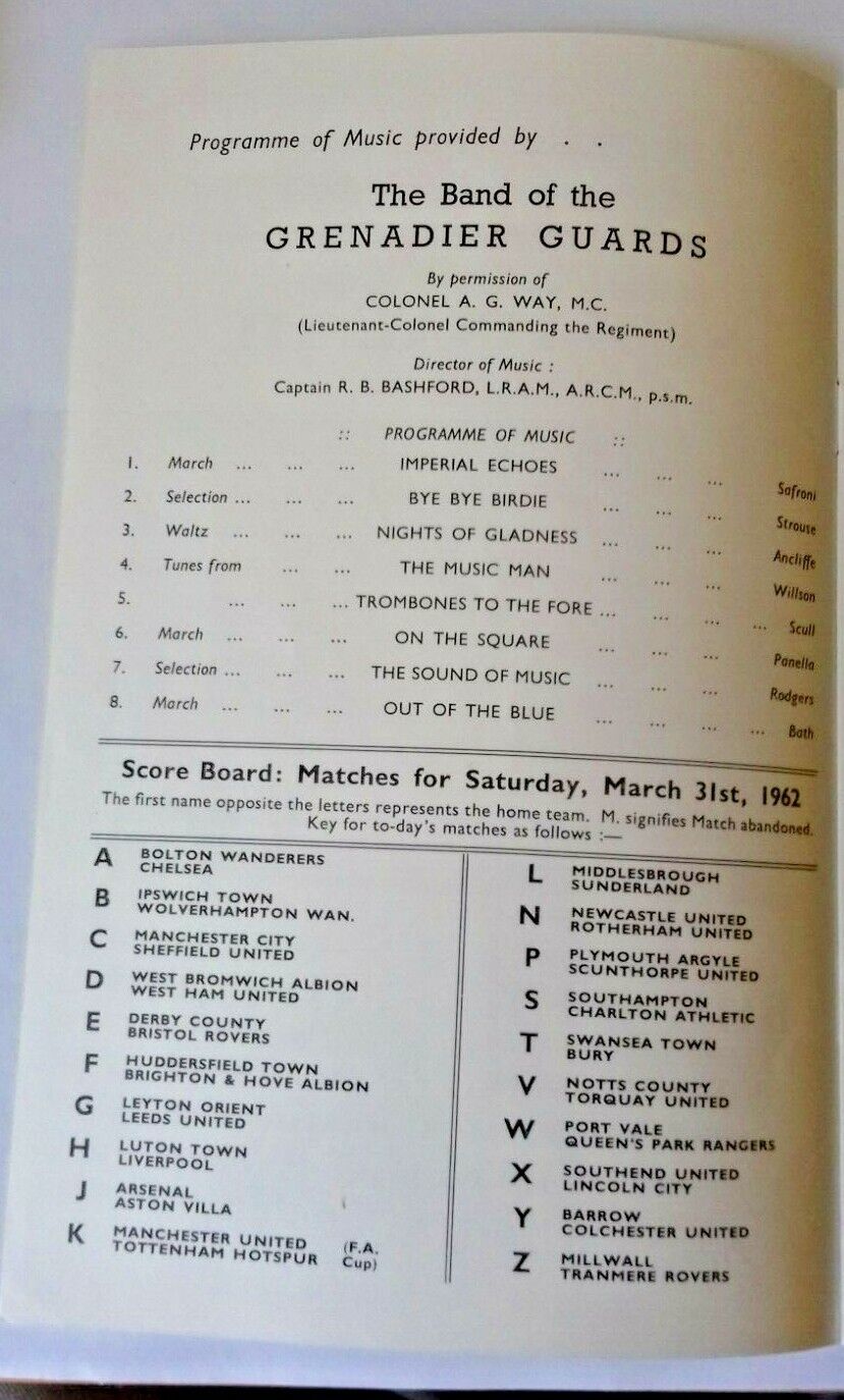 Burnley v Fulham Programme F.A. Cup Semi-Final Villa Park Sat. March 31st 1962.