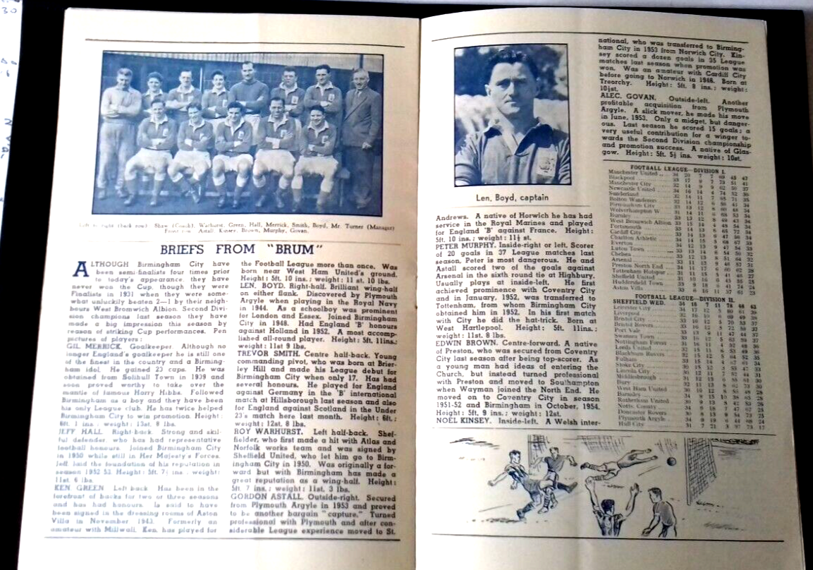 Sunderland v Birmingham City F.A. Cup Semi-Final Football Match Programme 17/3/1956 at Hillsborough