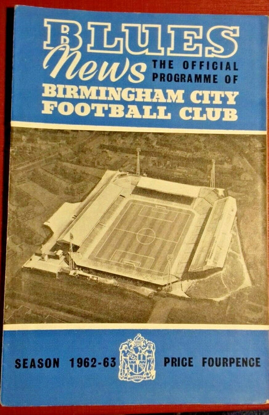 Birmingham City v Blackburn Rovers Used Programme Division1 Autographed Saturday 8/12/1962