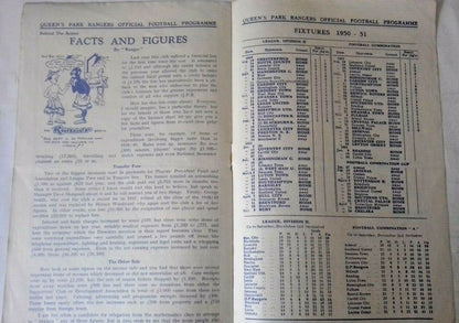 Queens Park Rangers v Blackburn Rovers Programme League Division 2 December 9th 1950.