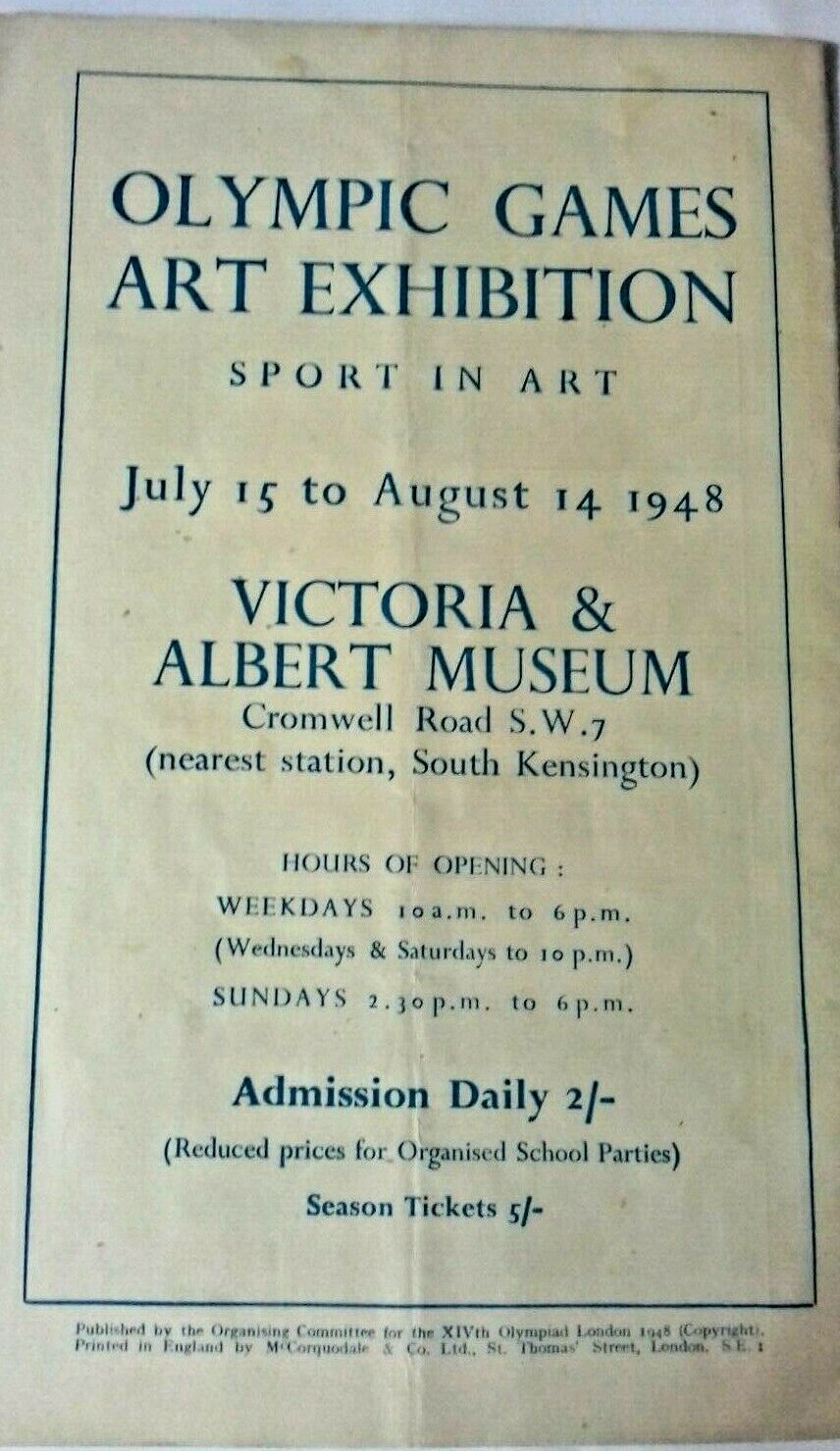 Olympic Games Ticket And Programme Of Events Athletics August 6th 1948 Wembley.