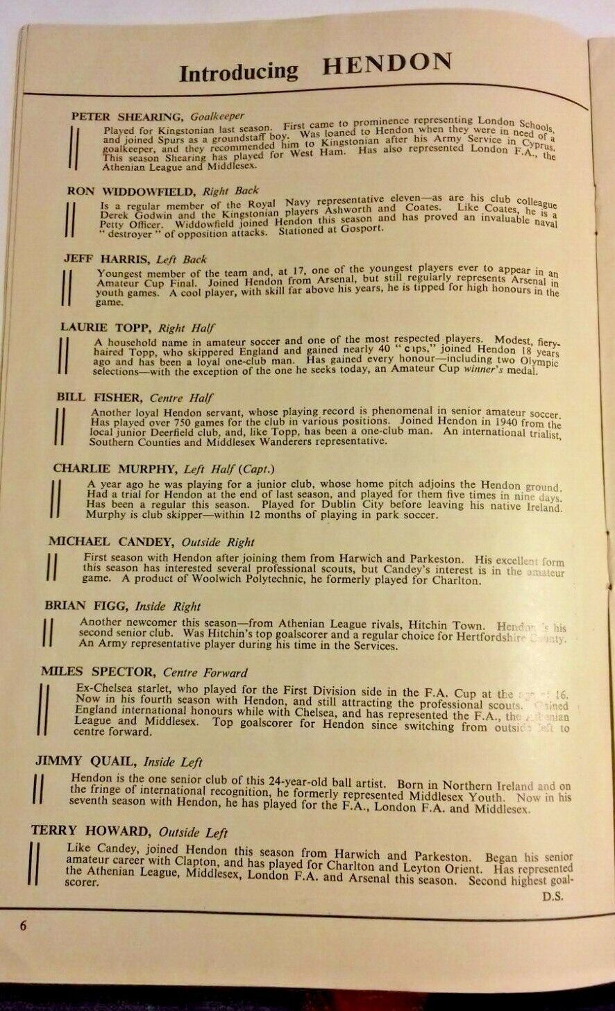 Hendon v Kingstonian F.A. Amateur Cup Final Programme 23rd April 1960 Wembley.