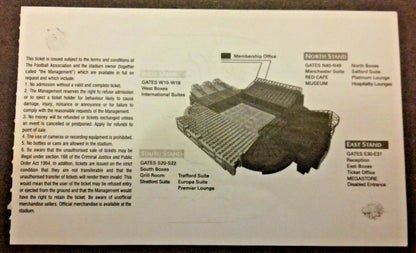 England v Sweden Used  Football Match Ticket Saturday 10th November 2001 Old Trafford Manchester.