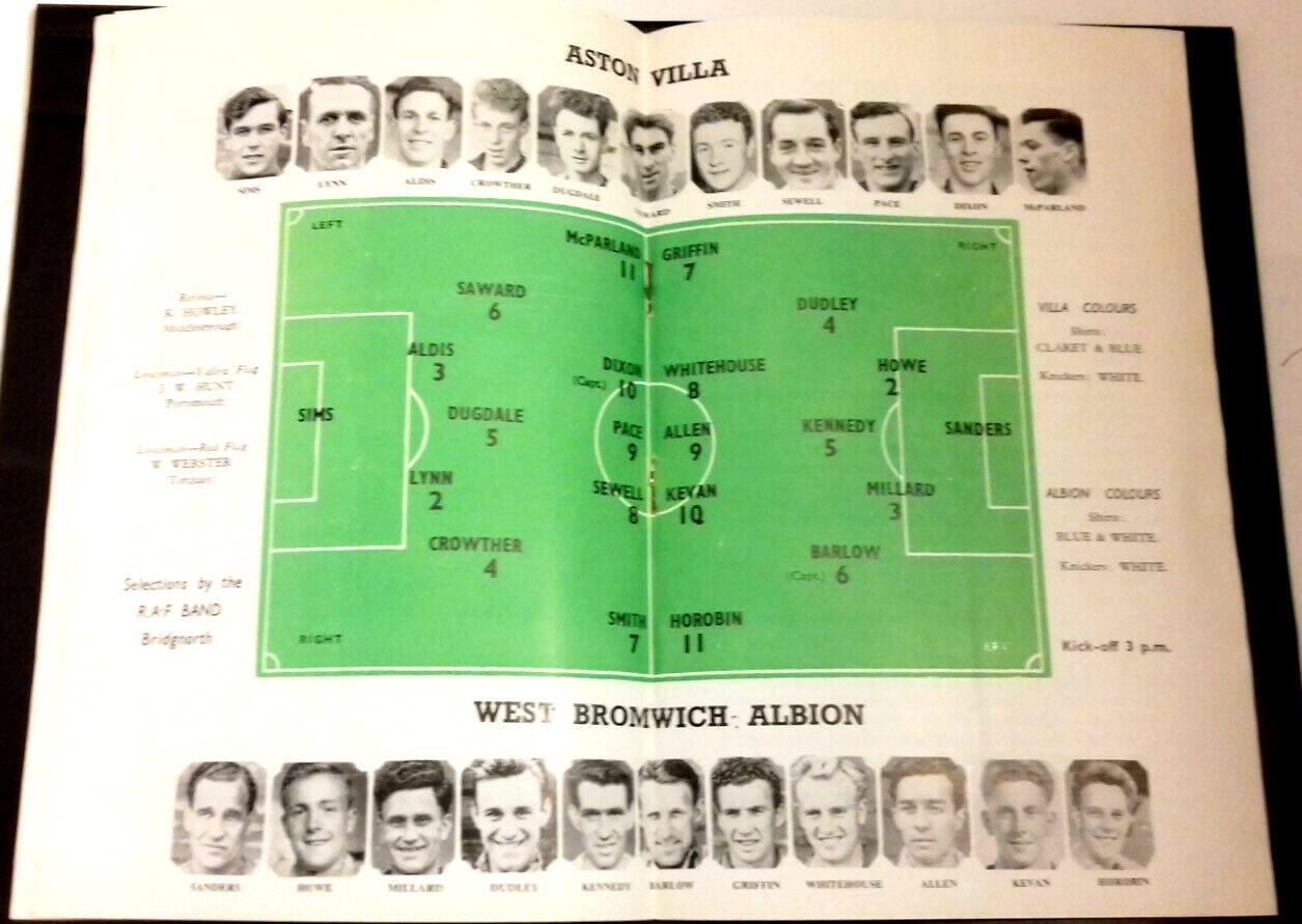 Aston Villa v W.B.A.  Used Programme F.A. Cup Semi-Final 23/3/1957 @ Villa Park