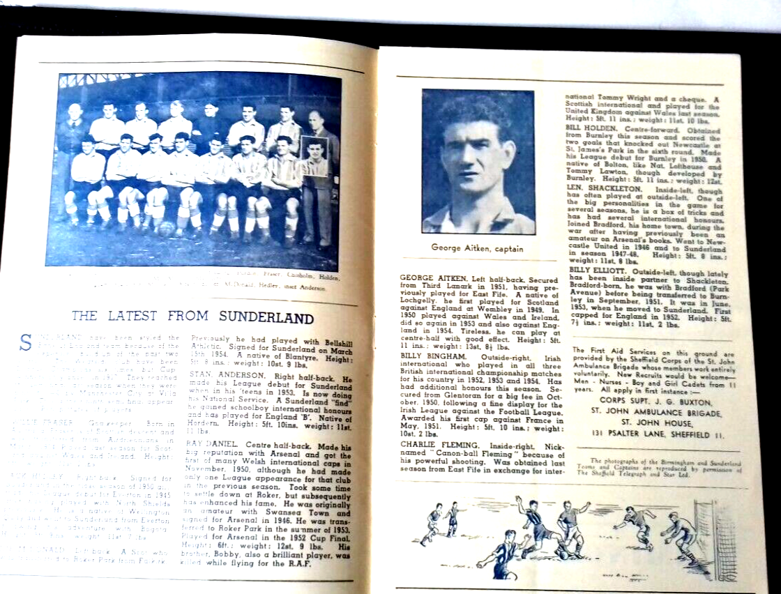 Sunderland v Birmingham City F.A. Cup Semi-Final Football Match Programme 17/3/1956 at Hillsborough