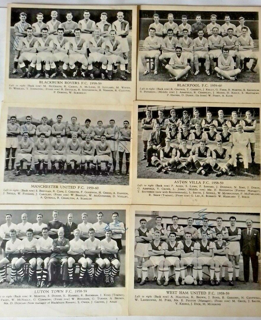 Lion Football Team Cards 1958/59-1959/60 By Fleetway Publications Autographed.