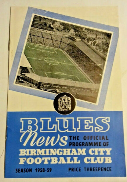 Birmingham City v Bela Vista Floodlit Friendly Used Match Programme 29/9/1958 St. Andrews.