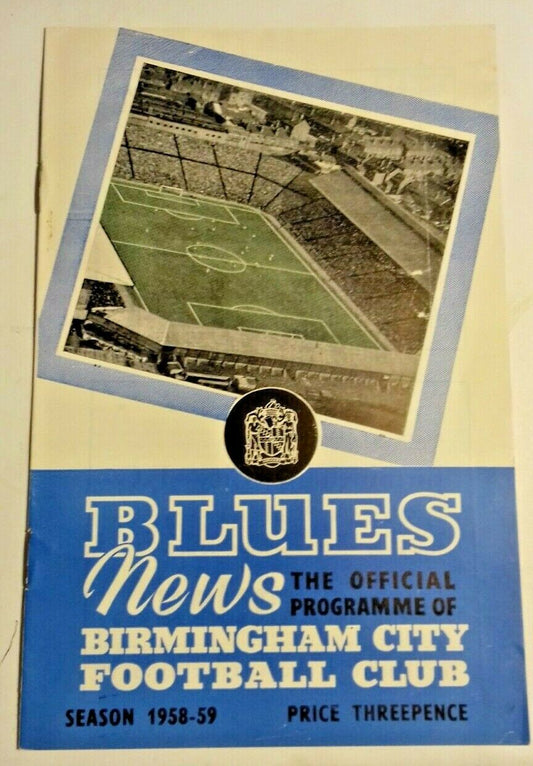 Birmingham City v Bela Vista Floodlit Friendly Used Match Programme 29/9/1958 St. Andrews.