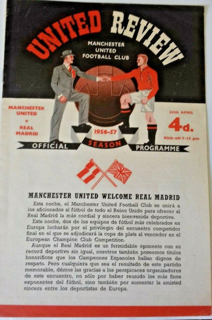 Manchester Utd v Real Madrid Programme European Cup Semi-Final 2nd Leg 25/4/57