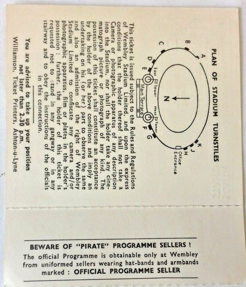 England v Wales English Schools Int. Football Match Ticket With Counterfoil 27/4/63