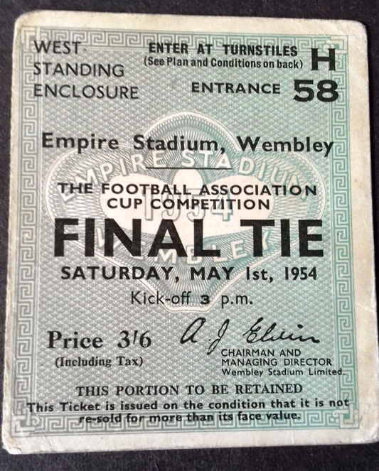 W.B.A. v  Preston North End Match Ticket Saturday May 1st 1954  Wembley Stadium