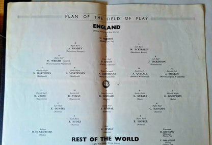 England v Rest of the World Programme + Ticket + Luncheon Party Plan 21st October 1953.