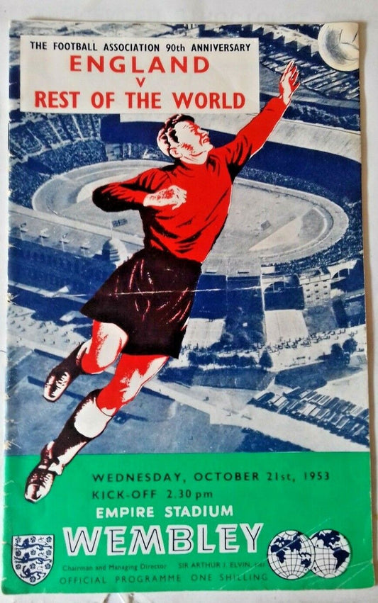 England v Rest of the World Programme + Ticket + Luncheon Party Plan 21st October 1953.