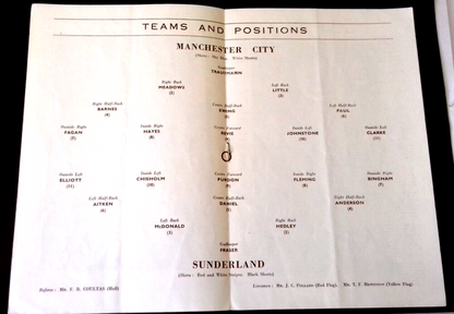 Manchester City v  Sunderland Programme F.A. Cup Semi-Final 26/3/55 @ Villa Park