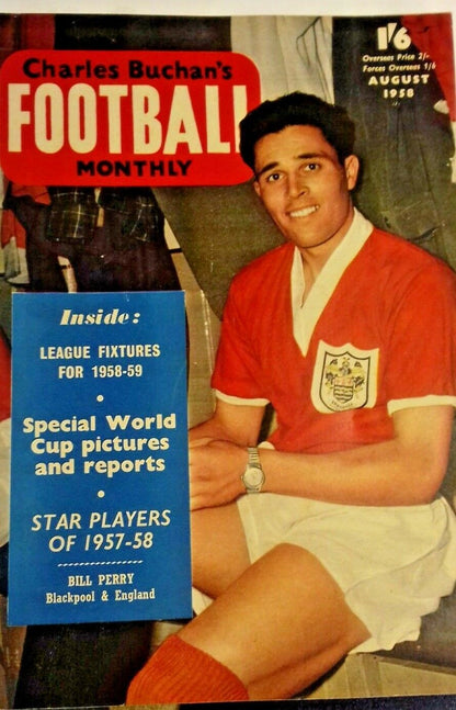 Charles Buchan's Football Monthly August 1958 Issue 84. Front Cover Bill Perry