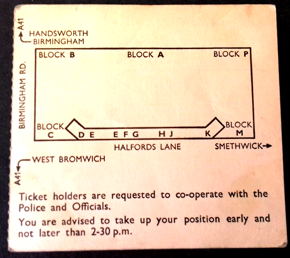 Aston Villa v Wolverhampton Wanderers Used Ticket F.A. Cup Semi-Final 26/3/1960 The Hawthorns