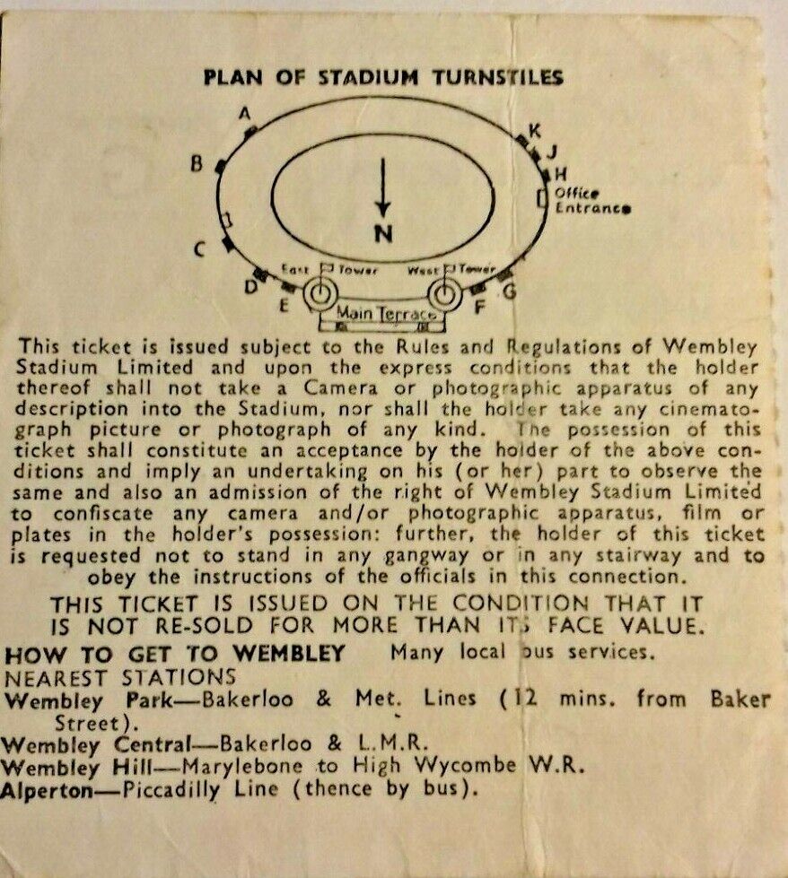 England v Spain International Football Match Ticket Wednesday 24th May 1967 Wembley.