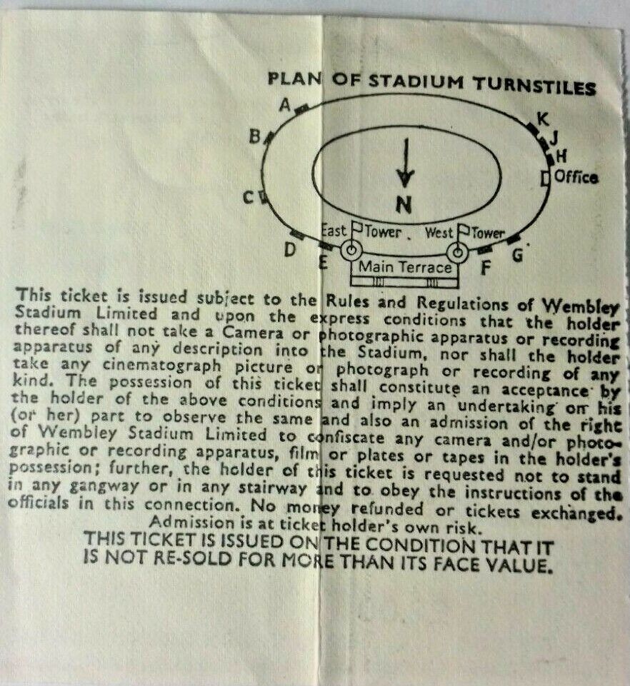 England v Wales Ticket Home International Championship 23/5/1979 Wembley.