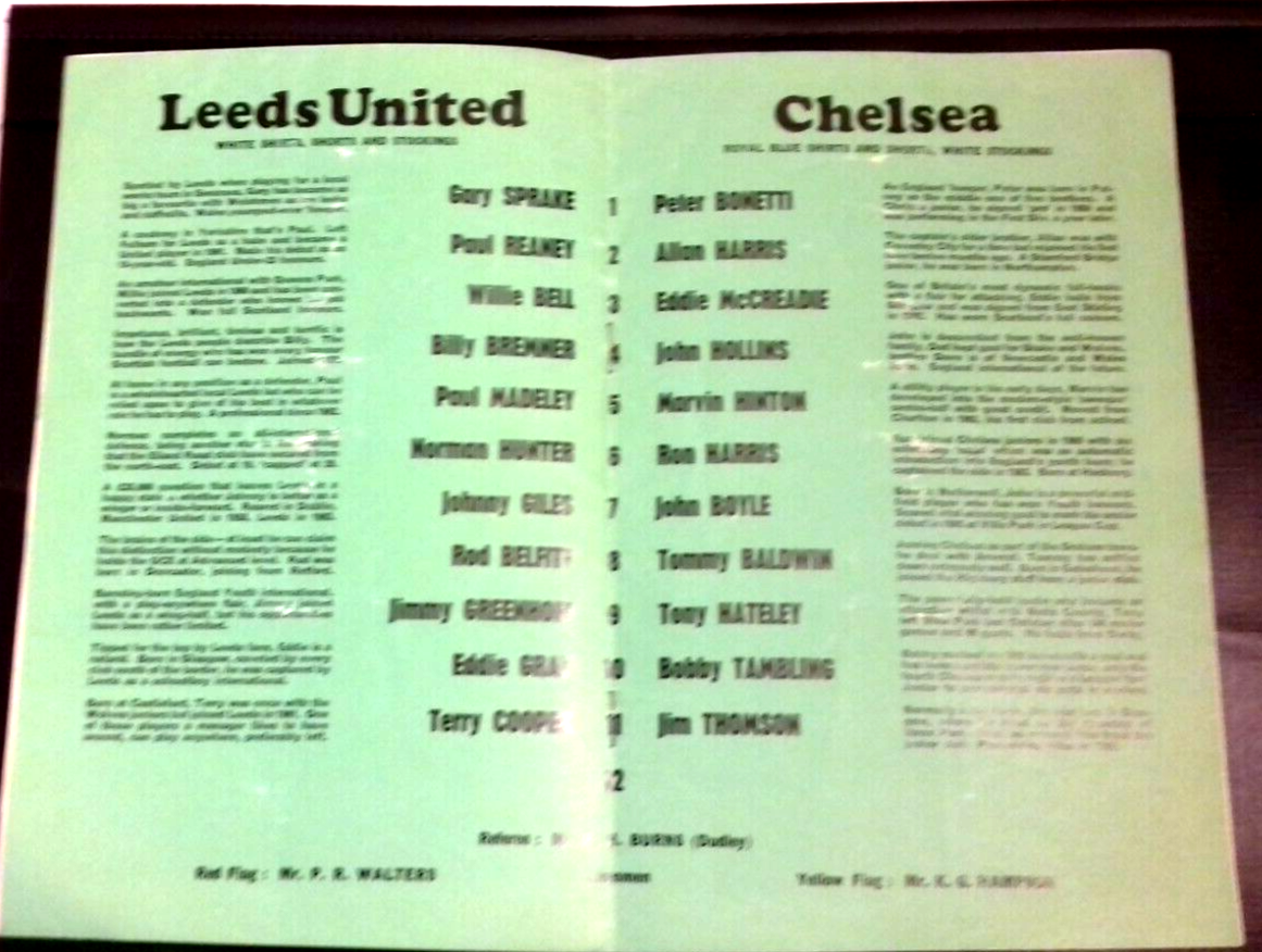 Leeds Utd v Chelsea Ticket & Programme F.A. Cup S/Final Sat. 29/4/67 Villa Park.