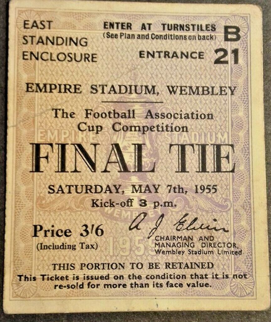 Newcastle Utd v Manchester City F.A. Cup Final Football  Match Ticket 7/5/55 Wembley.