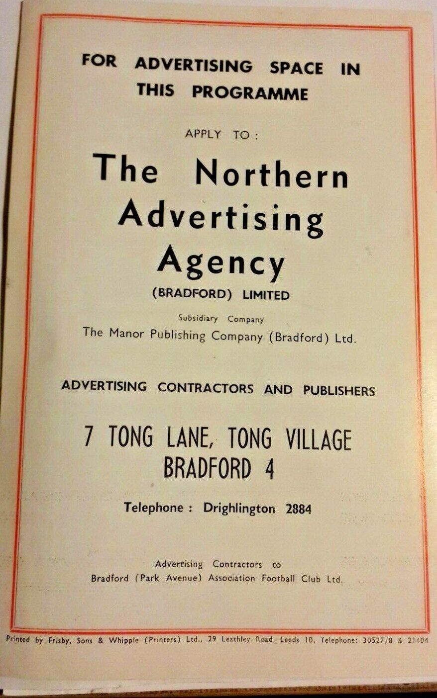 Bradford Park Avenue v Bradford City Programme League Division 4 25th Jan.1969.