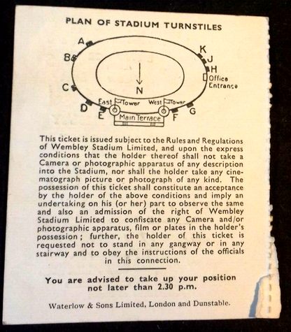 Newcastle Utd v Blackpool F.A. Cup Final Football Match Ticket 28th April 1951 @ Wembley.