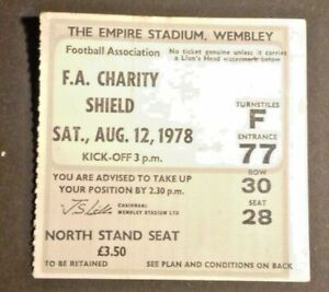 Nottingham Forest v Ipswich Town Match Ticket F.A. Charity Shield 12/8/1978.