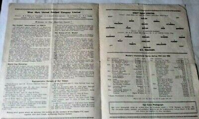 West Ham Utd v S.C. Wacker (Austria) Used Programme Friendly 19/10/1954